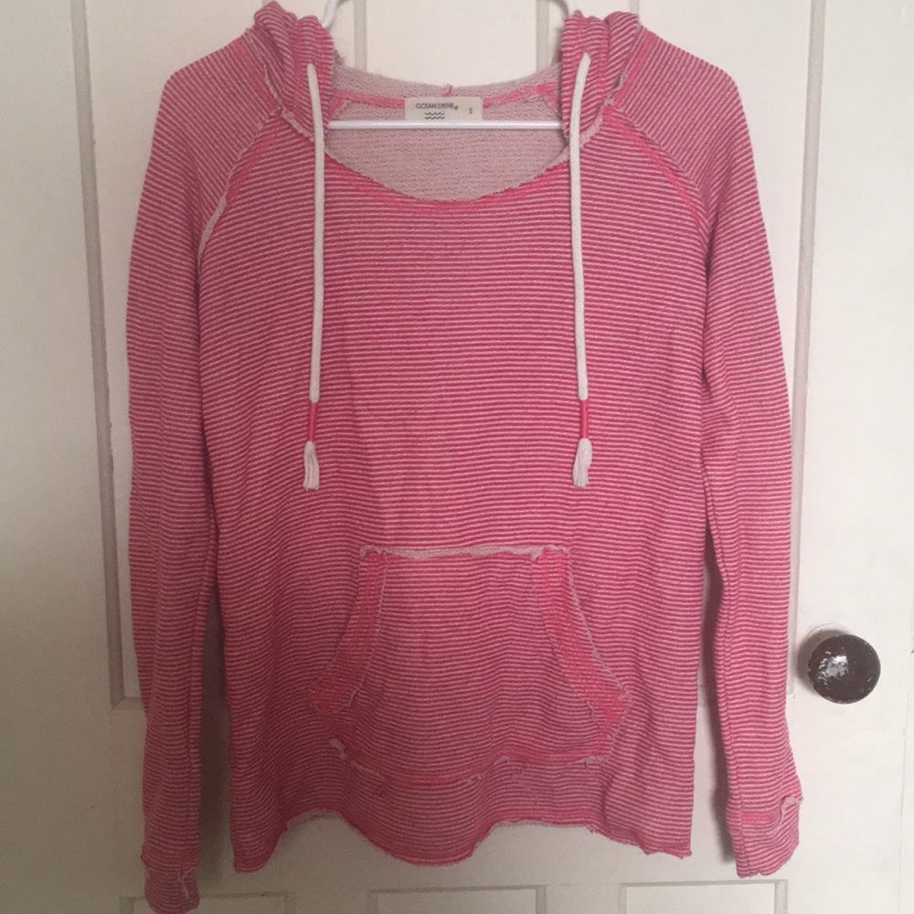 Pink and white striped sweater